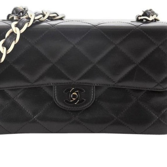 🚨Sale! 🎉HP🎉CHANEL SO BLACK Flap Bag Black White Hardware Rare! 🦄 Vintage - Picture 2 of 16